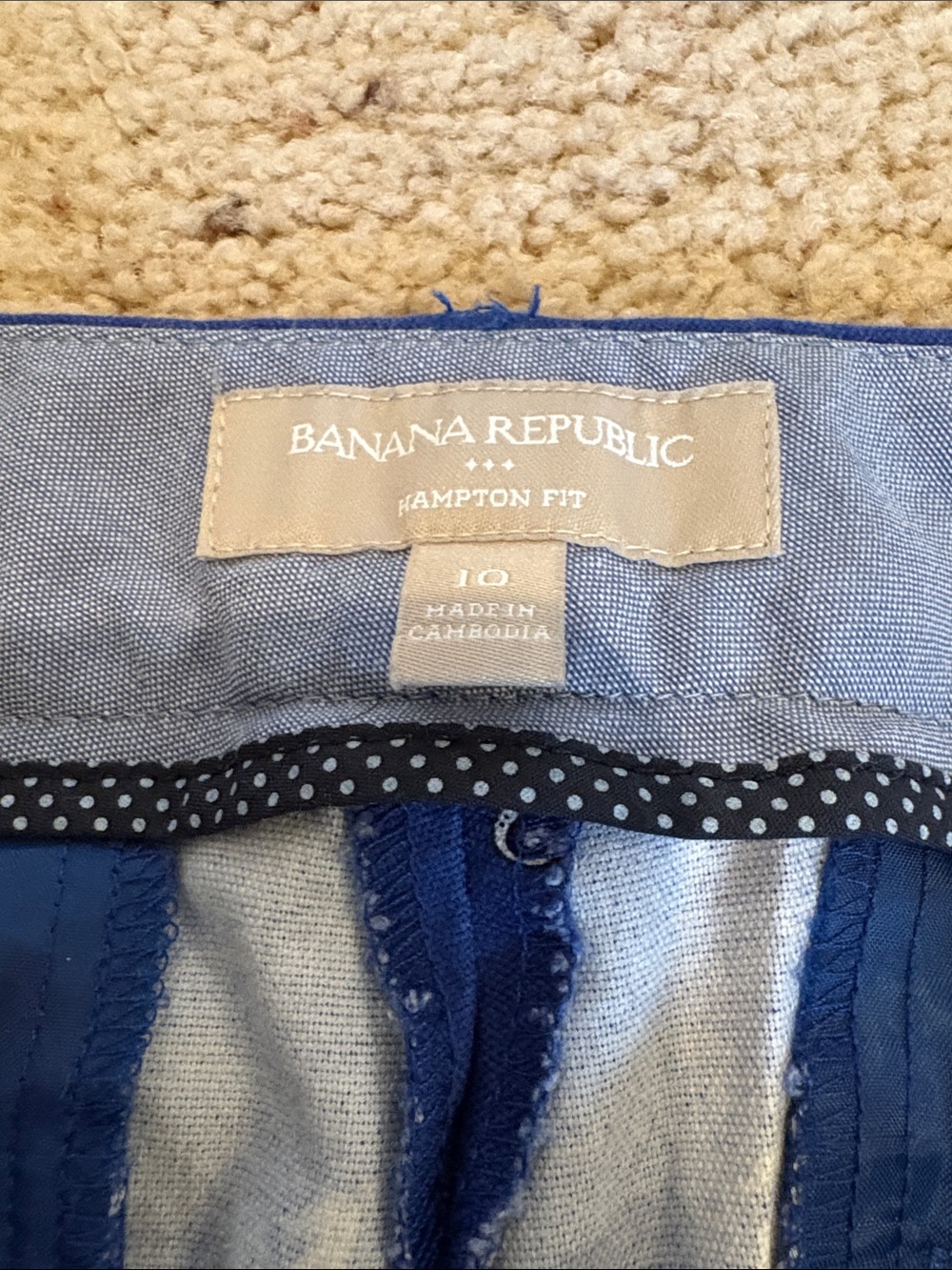 Banana Republic Navy Blue Hampton Fit Shorts with Polka Trim - Picture 2 of 4